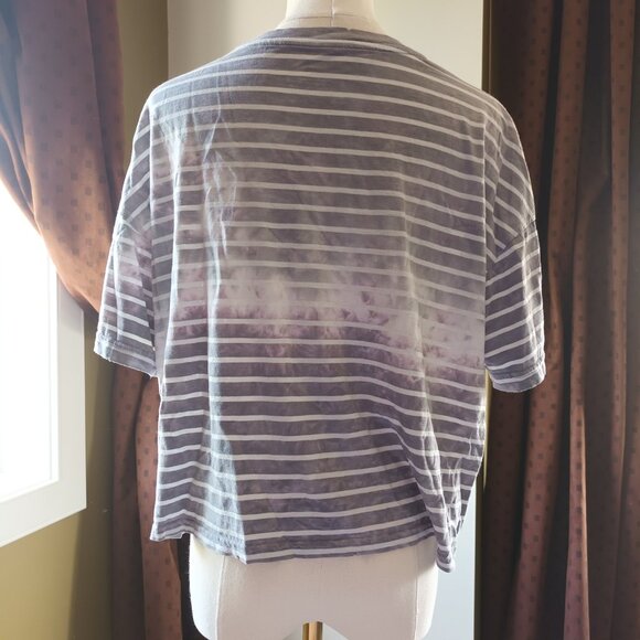 Aerie Distressed Grey Striped Tee - Picture 2 of 3